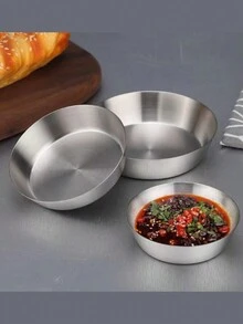 1入不銹鋼鍍銀盤,適合放蔬菜、醃製品、韓國燒烤、火鍋、調味料、小吃等,易於清洗 - 銀色 - 查看 7