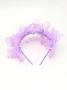 1 Peça Aro De Cabelo De Criança Decorado Com Flor De Gaze Roxa Claro