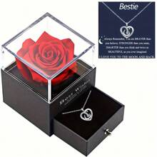 心形月亮项链，我爱你到月球再回来，闺蜜吊坠项链，情人节礼物的闺蜜项链，附礼品卡和礼盒包装