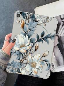 蓝叶花枝彩绘高端简洁软壳防摔防弯保护套兼容iPad - 彩色 - 查看 2
