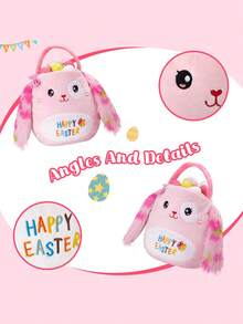 Glow Guards lễ Phục sinh Thỏ Búp bê Tai thỏ Túi Với Xử lý lễ Phục sinh Con thỏ Qủa tặng Túi đóng gói Sô cô la Kẹo Túi Túi tote Lễ cưới Buổi tiệc Túi xách tay - Hồng - Xem 5