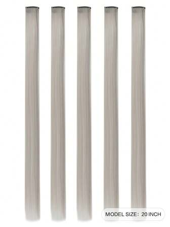 5 PIEZAS de extensiones de cabello sintéticas rectas de 20 pulgadas de largo con clip de color rojo, para disfraz de Halloween, fiesta de moda, regalo de Navidad, Año Nuevo, carnaval, festival de música (ROJO)