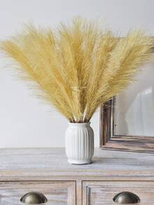 1根長48公分的人造纖維南美羽毛草單枝莖,非常適合婚禮派對/家庭裝飾/節日派對/攝影道具 - 金色 - 查看 1