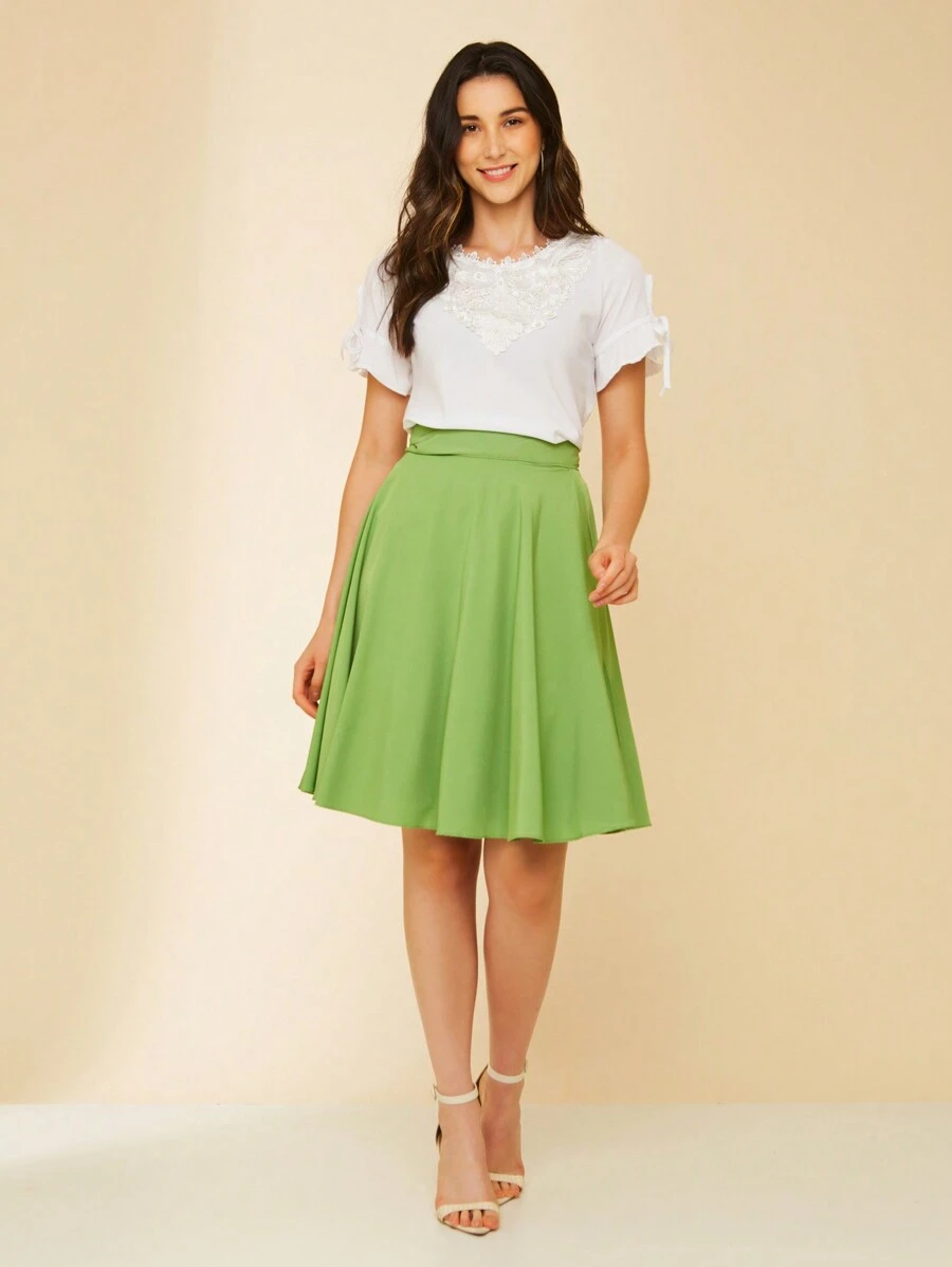 Women Skirts - 青檸色 - 查看 1