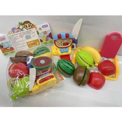 Kit de Brinquedo Infantil De Cozinha Simulação De Comida Frutas E Legumes Hora Do Lanche Hora De Doce