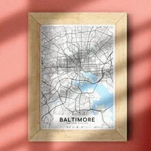 1pc A5 Size Modern Art Design Minimalist Style Linear Map Poster Of Famous Cities In Usa, Unframed, Room Decoration Gift For Living Room And Bedroom - Blue and White - View 6
