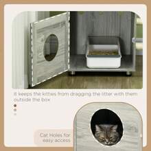 PawHut 2 In 1 Cat Tree With Litter Box Enclosure, Cat Litter Box Furniture With Cat House, Cat Bed, Posts, Platforms, For Indoor Cats - Grey - Grey - View 3