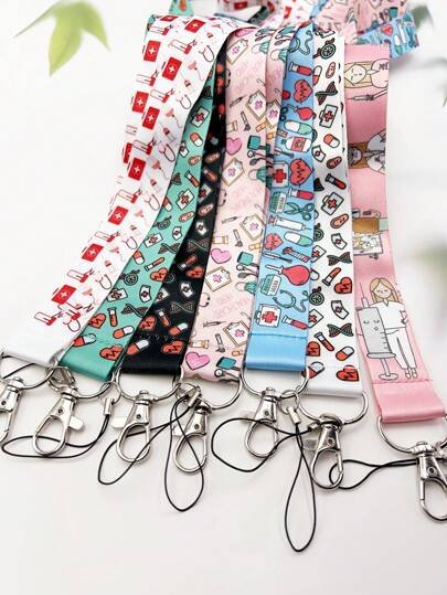 1 قطعة سلسلة رقبة للأطباء والممرضات لتعليق المفاتيح وبطاقات الهوية والبطاقات الائتمانية، سلسلة مفاتيح للهاتف وإكسسوارات هدايا عادية، إكسسوارات سيارة وحقيبة، إكسسوارات مدرسية جميلة لعيد المعلم وهالوين