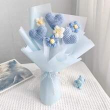 1入組手工鉤織愛心花束,即用創意情人節,女友/閨蜜生日禮物 - 多色 - 查看 2