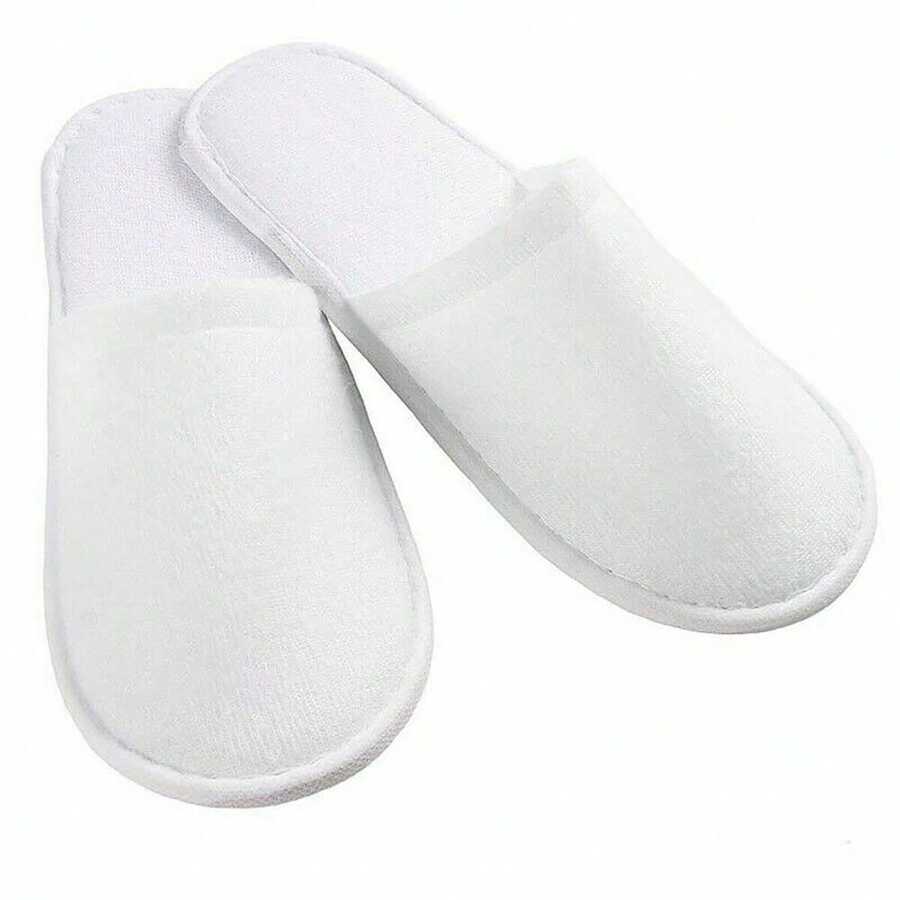 50 Pairs  Hotel Guest Slippers Toe Towelling Disposable Terry Style Lot - one-size - View 1