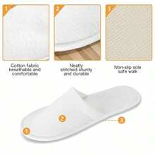 50 Pairs  Hotel Guest Slippers Toe Towelling Disposable Terry Style Lot - one-size - View 4