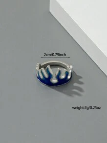 1款街頭風格火焰設計男士時尚戒指,適合日常穿戴、假日、派對禮物 - 藍色 - 查看 5