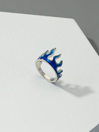 1pc Street Style Flame Design Men's Fashion Ring Suitable For Daily Wear, Holiday, Party Gift