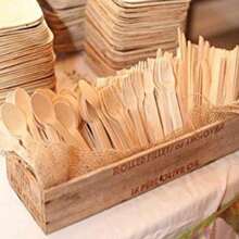 50pcs Fork + 25pcs Knife + 25pcs Spoon Disposable Wooden Cutlery Set, -Friendly Utensils For Wedding Party, BBQ, Home Kitchen,Christmas