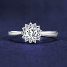 Realwe 925純銀白金鍍鋯石花環,簡單且適合女性日常佩戴 - 太陽花 - 查看 1