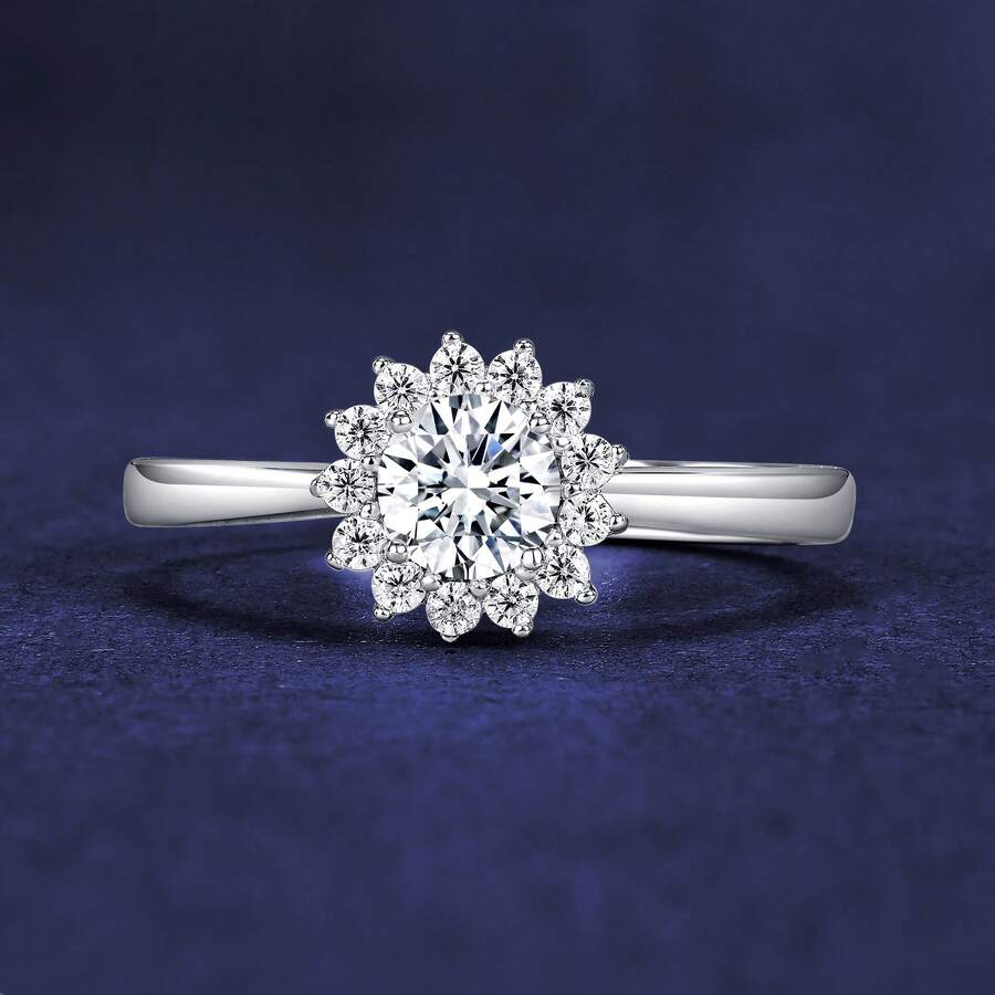 Realwe 925純銀白金鍍鋯石花環,簡單且適合女性日常佩戴 - 太陽花 - 查看 1