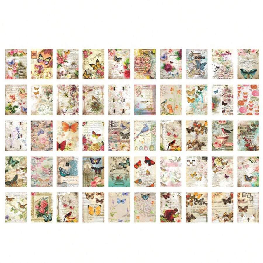 1入組拼貼裝飾材料手帳,適用於復古藝術式子彈日誌裝飾 - 彩色 - 查看 1