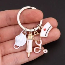 1pc Doctor Keychain Syringe Stethoscope Mask Keychain Medical Gift Perfect Gift For Doctors Nurses And Medical Students Fashionable Metal Bag Pendant Fashionable Item Graduation Gift Event Souvenir With A Total Of 4 Colors To Choose From Safety Pins