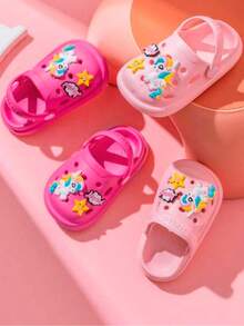 Unicorn Sandals With Strap. Beautiful Sandals With Unicorn And Star Charms. Comfortable, Breathable, Resistant, Ideal For Indoors And Outdoors. - Baby Pink - View 3
