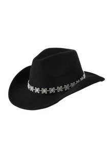 1頂[牛仔帽]女士牛仔帽,時尚金屬和鑽石裝飾,西部風格手工鏈條綴飾男女通用,適用於表演和派對 - 彩色 - 查看 17