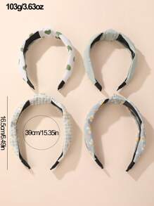 4pcs Girl's Flower & Heart Shaped Bow Knot Headbands For Daily Decoration - Multicolor - View 7