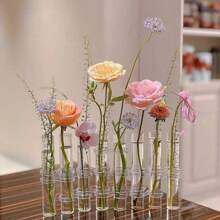 6 Tubes/8 Tubes Creative Foldable Vase Set With Hinge Design Including Hook And Brush,DIY Glass Test Tube Plant Terrarium Flower Pots Desktop Plant Terrarium For Hydroponic Plants Home Garden Wedding Decoration Gifts Birthday Graduation