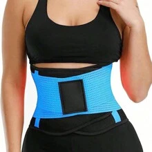 1條女士腰部訓練器皮帶,桑拿肚子包裹,控制肚子,纖體塑形 - 藍色 - 查看 2