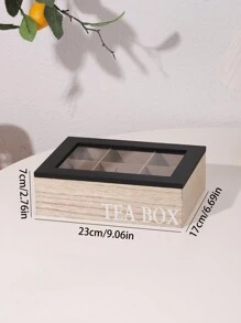 Une boîte à thé en bois avec des compartiments pour les sachets de thé et les paquets de café, avec un couvercle en verre transparent. Idéal pour la rentrée scolaire