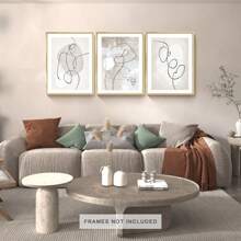 3pcs Abstract Line Art Decor Painting Set, Minimalist Style Wall Art Decoration, Suitable For Dining Room, Hotel, Bedroom, Living Room, Kitchen, Dressing Room & Closet Gifts Birthday Graduation