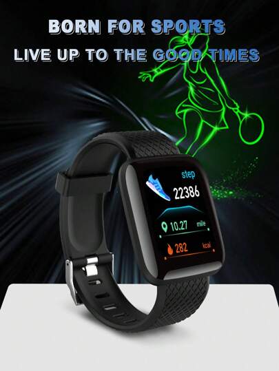 116plus 1.44 Inch Smart Colorful Screen Sports Bracelet, Fitness Tracker With Pedometer, Heart Rate, Blood Pressure, Sleep, Music, Health Monitor, Call Reminder, Message Push, Wireless Connection, Smart Watch