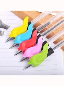 10 件裝可愛柔軟矽膠海豚形書寫姿勢矯正工具適合兒童學習用鉛筆或鋼筆寫字 - 彩色 - 查看 4