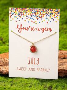 1pc Natural Gemstone Birthstone Pendant Necklace, Handmade With Unique Shape And Color, Creative Birthday Gift For Women - A8209 - View 8