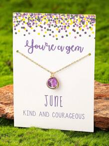 1pc Natural Gemstone Birthstone Pendant Necklace, Handmade With Unique Shape And Color, Creative Birthday Gift For Women - A8209 - View 9