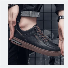 全新春夏男士休閒運動鞋韓版透氣時尚防水學生運動鞋 - 黑色 - 查看 4