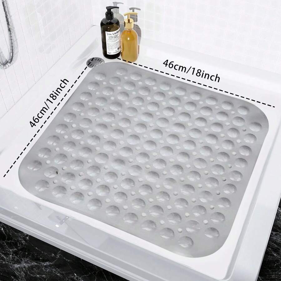 1pc Grey Textured Design Bathroom Mat Modern Friendly Soft PVC Anti