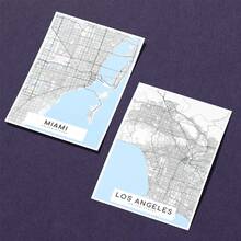 1pc A5 Size Modern Art Design Minimalist Style Linear Map Poster Of Famous Cities In Usa, Unframed, Room Decoration Gift For Living Room And Bedroom - Blue and White - View 5