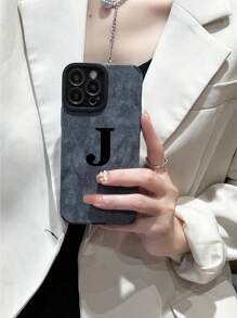 1 pièce Coque de téléphone en PU gris et TPU compatible avec 11/12/13/14/15 Pro Max, compatible avec Samsung A12/A13/A14/A21s/A24/A32/A34/A50/A52/A54/A71/A73 - La peau est grise - Voir 5