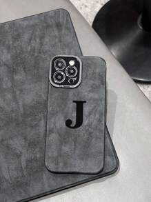 1 pièce Coque de téléphone en PU gris et TPU compatible avec 11/12/13/14/15 Pro Max, compatible avec Samsung A12/A13/A14/A21s/A24/A32/A34/A50/A52/A54/A71/A73 - La peau est grise - Voir 1