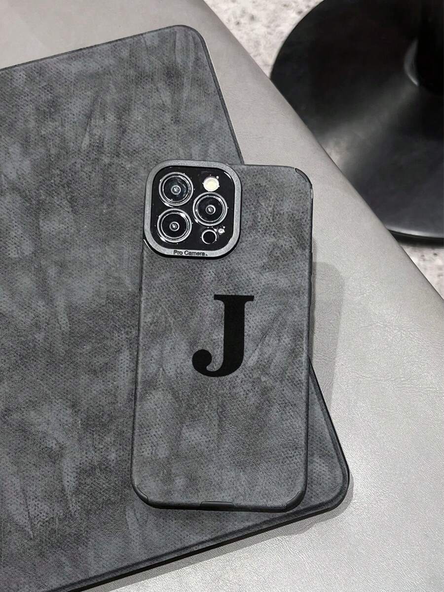 1 pièce Coque de téléphone en PU gris et TPU compatible avec 11/12/13/14/15 Pro Max, compatible avec Samsung A12/A13/A14/A21s/A24/A32/A34/A50/A52/A54/A71/A73 - La peau est grise - Voir 1