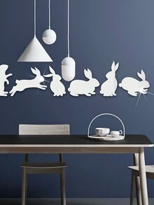 9入組卡通兔子形狀亞克力鏡貼,復活節派對3d自粘裝飾貼紙 - 銀色 - 查看 3