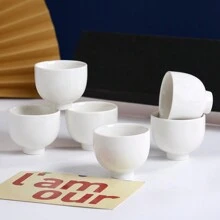6pcs/Set Rainbow Color Matching Ceramic Cup, Saudi Arabia Espresso Coffee Cup, Moonlight Cup, Tea Cup Gold-Inlaid Tea Set Gift Cup, Creative Gift Box Packaging, 100ml Mini Cup - 6 Cups White - View 3