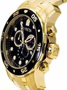 Invicta Pro Diver 0073 Men's Watch Gold Plated Stainless Steel TOP Quality! - Black - View 3