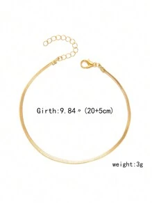 1條簡約時尚的平鏈龍蝦扣腳鏈 - 金色 - 查看 7