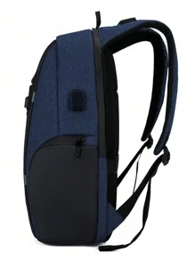 Zaino da uomo impermeabile, zainetto per la scuola, borsa per libri, zaino con porta USB, zaino da viaggio, borsa da viaggio, zaino per computer portatile, zaino casual, grande capacità, extra large, per viaggi, vacanze, lavoro, ufficio, Halloween, Natale, Ringraziamento, borsa da campeggio, viaggio, palestra, sportiva, ritorno a scuola, computer portatile, vita sportiva, estate, primavera, week-end, viaggi essenziali, borsa da spiaggia - Blu - Visualizzare 5