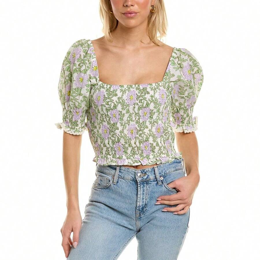 Roller Rabbit Áo thun lụa pha trộn Daphne Renata - trắng - Xem 1