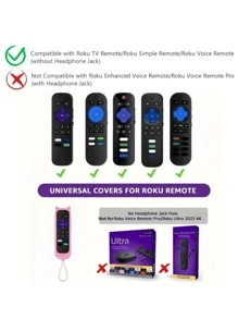 Silicone Remote Control Cover For Roku TV Remote/Roku Simple Remote/Roku Voice Remote (Not With Headphone Jack) For School,Office,Household,Travel,Bag,Organizer,Storage