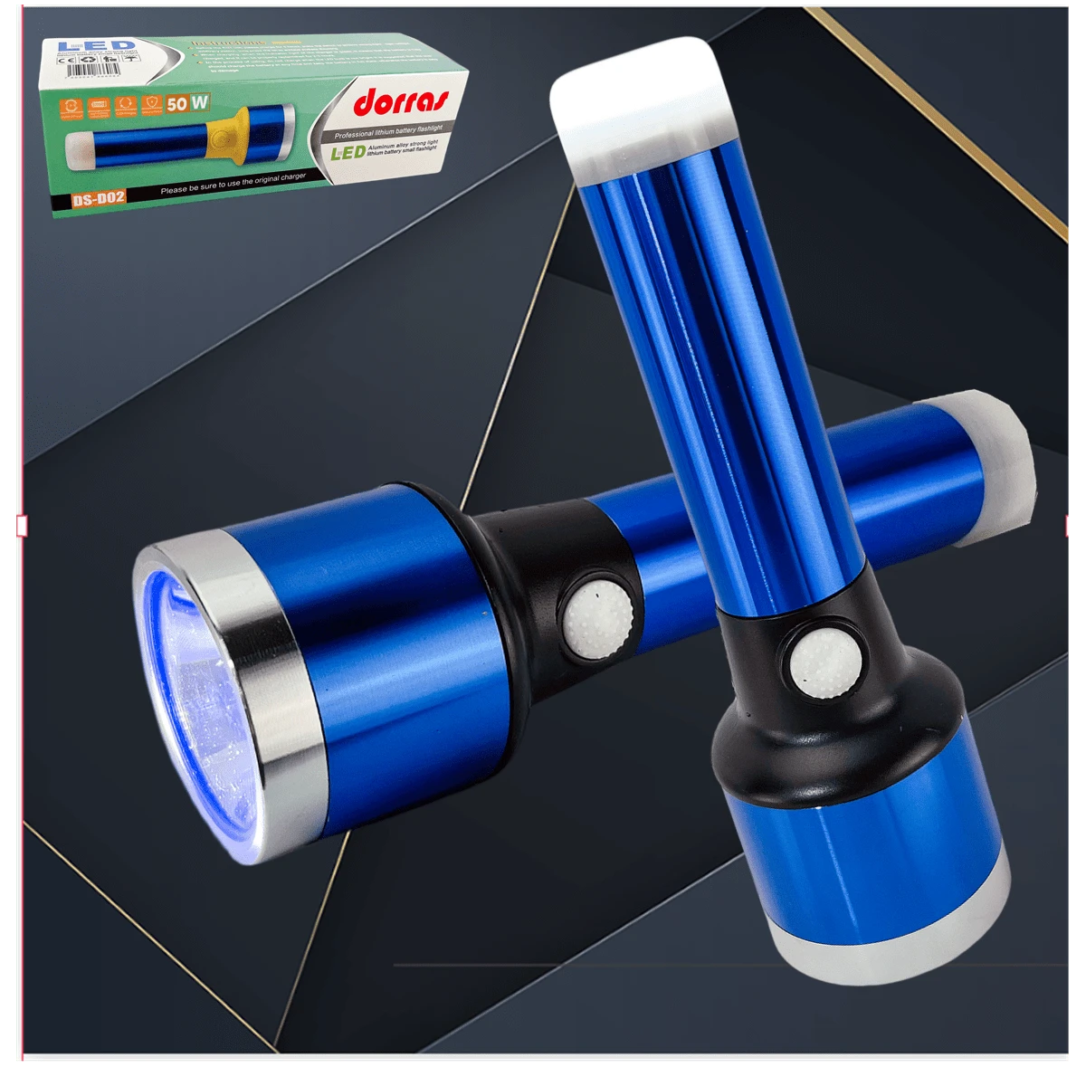 Rechargeable Hand Lamp, LED Flashlight On Both Sides Front And Back - Multicolor - View 1