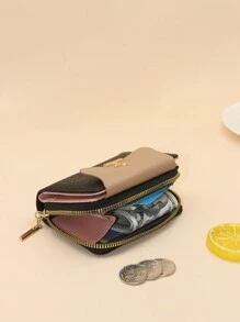 时尚双折多卡槽链条钱包适合存放信用卡和现金生日 - 黑色 - 查看 6