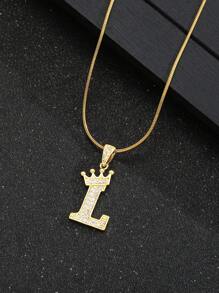 1件时尚英文字母吊坠项链，配蛇骨链，可定制儿童姓名，男孩女孩生日礼物 - 金黃色 - 查看 5