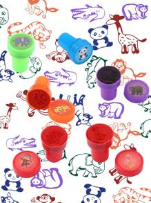 10枚裝卡通印章創意動物印章公主獎勵兒童手印賬小印章 - 彩色 - 查看 1